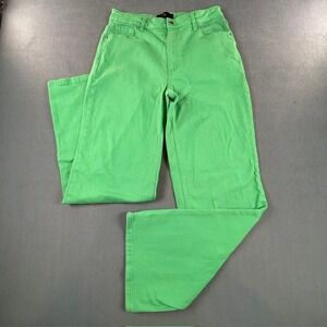 WB WithBlack Women's Green Pammie Wide Leg Denim Jeans 33 Stretch